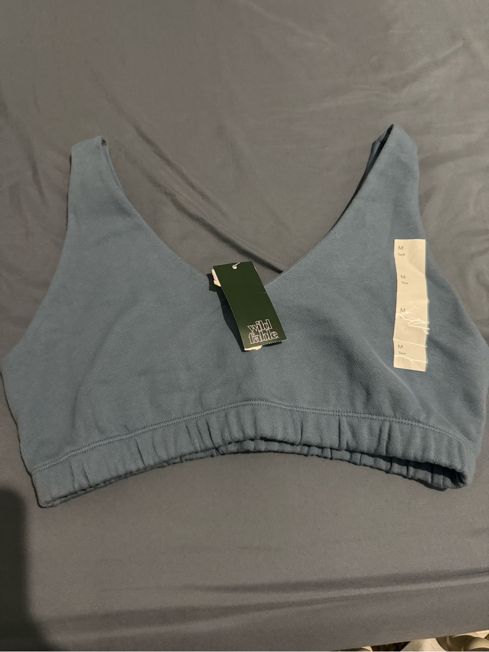 wild fable muted blue ribbed V-neck bralette